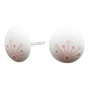 Ohrringe aus weißem Porzellan mit rosa Grafik - 399 021